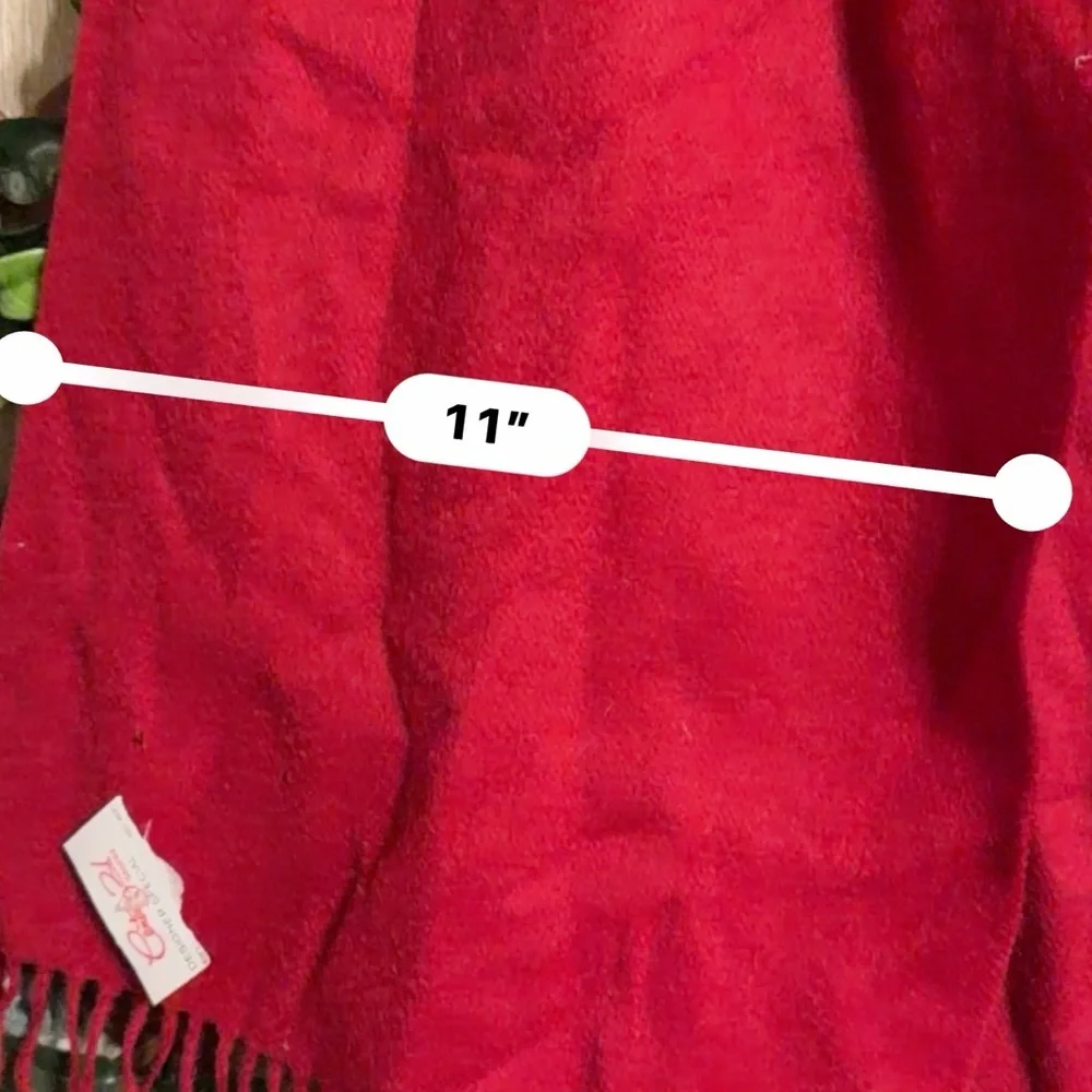 Century 21 Cashmere Red Fringe Scarf Flawed Beauty